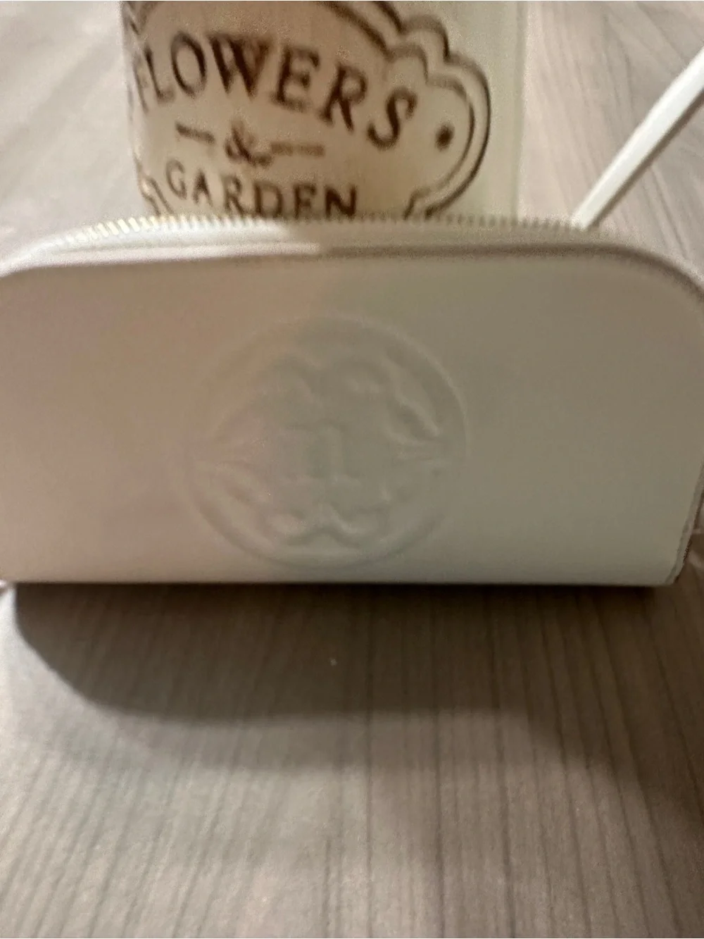 Nanette Lepore Cream Zip Wallet with Gold Logo